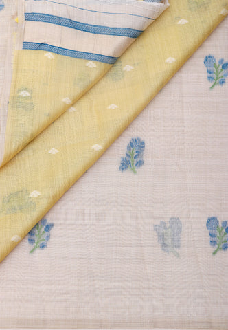 Samyoga Saree with Cream Colour and Border With Blue Shade-(SA-694)