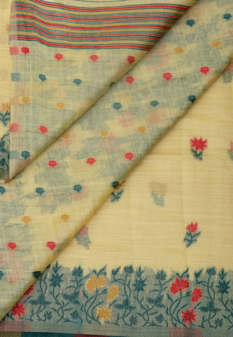 Samyoga Saree with Yellow Colour and Border With Green Shade-(SA-691)