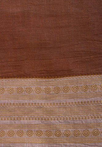 Kollam Katari Khadi With Brown Collur and Border with Gold Shade - (SA-225)