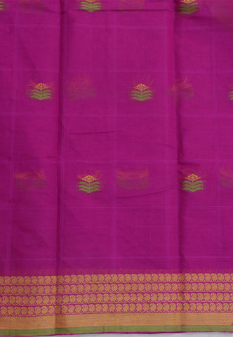 Kollam Buta Saree With Pink Colour and Border with Green Shade-(SA-552)