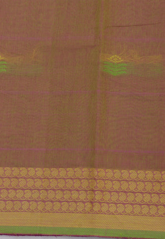 Kollam Buta Saree With Yellow Colour and Border with Green Shade-(SA-551)
