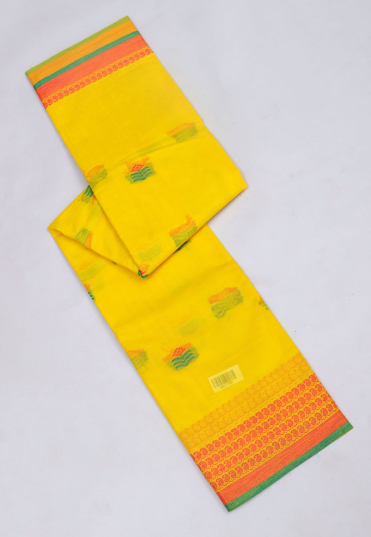 Kollam Buta Saree With Yellow Colour and Border with Green Shade-(SA-551)