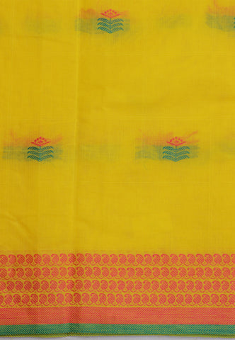 Kollam Buta Saree With Yellow Colour and Border with Green Shade-(SA-551)
