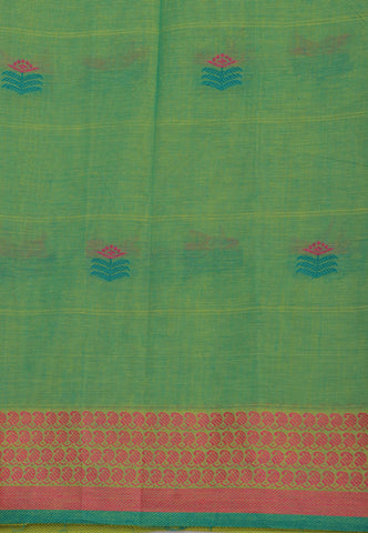 Kollam Buta Saree With Pink Colour and Border with Green Shade-(SA-552)
