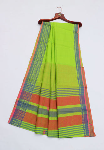 Kollam Katari Khadi With Light Green Collur and Border with Pink Shade - (SA-235)