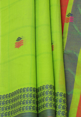 Kollam Katari Khadi With Light Green Collur and Border with Pink Shade - (SA-235)
