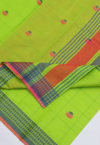 Kollam Katari Khadi With Light Green Collur and Border with Pink Shade - (SA-235)
