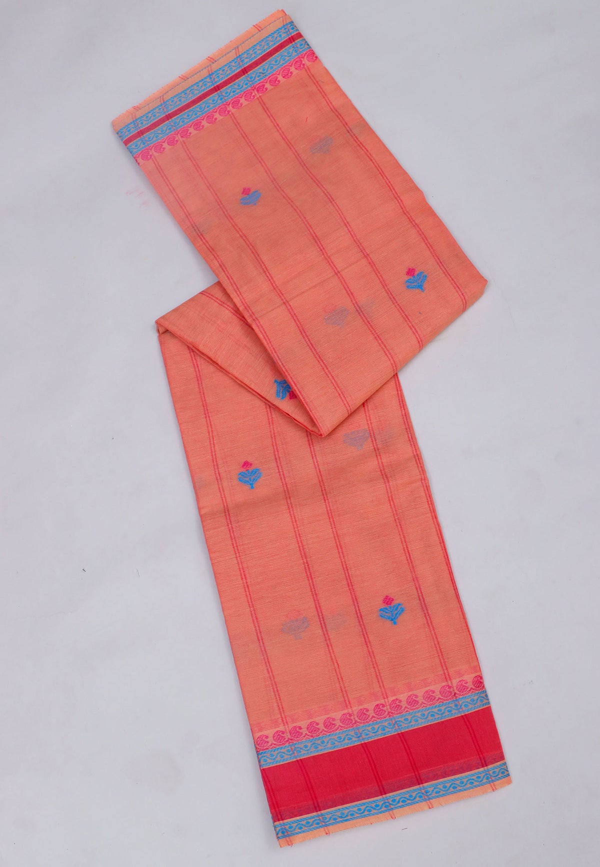 Kollam Buta Saree With Light Pink Colour and Border with Red Shade-(SA-557)