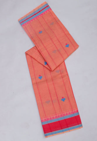 Kollam Buta Saree With Light Pink Colour and Border with Red Shade-(SA-557)