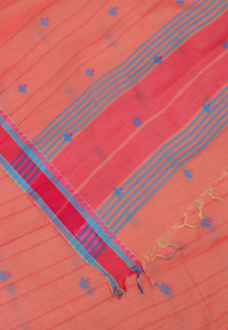 Kollam Buta Saree With Light Pink Colour and Border with Red Shade-(SA-557)