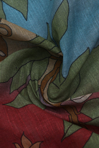 Alikam Khadi Digital Print Cotton in Melon Peach with White Slub Texture -(SA-177)