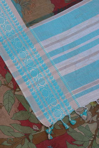 Alikam Khadi Digital Print Cotton in Melon Peach with White Slub Texture -(SA-177)