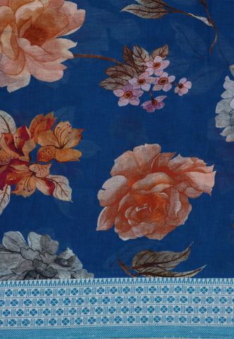 Digital Print Saree with Blue Colour and Border With Blue Shade-(SA-582)