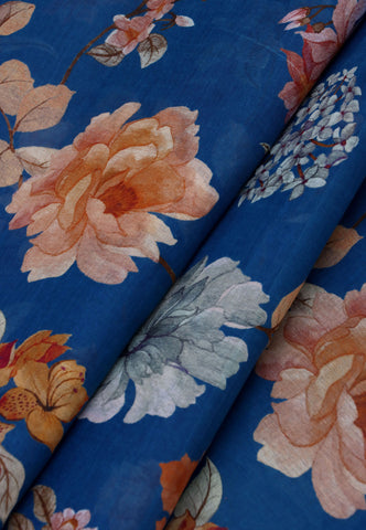 Digital Print Saree with Blue Colour and Border With Blue Shade-(SA-582)