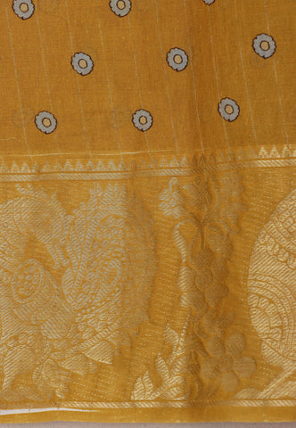 Digital Print Saree with Green Colour and Border With Gold Shade-(SA-593)