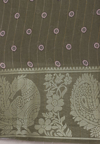 Digital Print Saree with Brown Colour and Border With Green Shade-(SA-591)