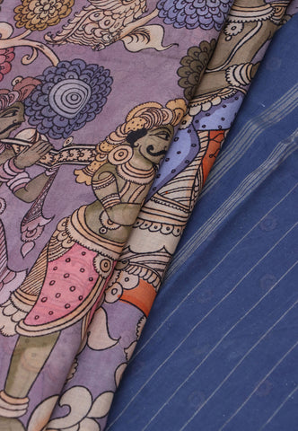 Digital Print Saree with Brown Colour and Border With Blue Shade-(SA-592)