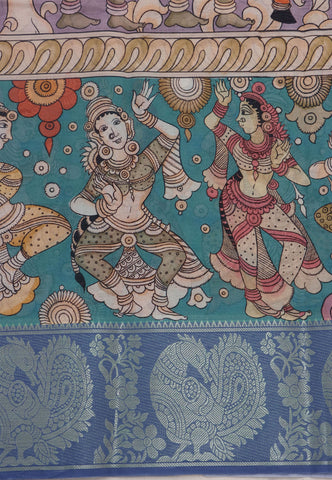 Digital Print Saree with Brown Colour and Border With Blue Shade-(SA-592)