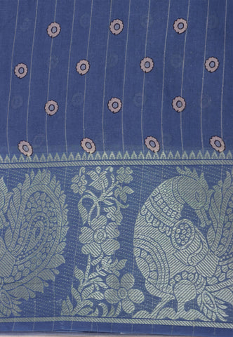 Digital Print Saree with Brown Colour and Border With Blue Shade-(SA-592)