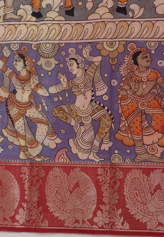 Digital Print Saree with Brown Colour and Border With Red Shade-(SA-590)