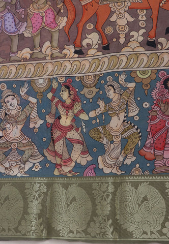 Digital Print Saree with Brown Colour and Border With Green Shade-(SA-591)