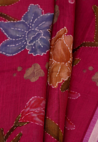 Digital Print Saree with Pink Colour and Border With Gold Shade-(SA-586)