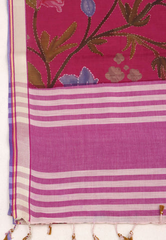 Digital Print Saree with Pink Colour and Border With Gold Shade-(SA-586)