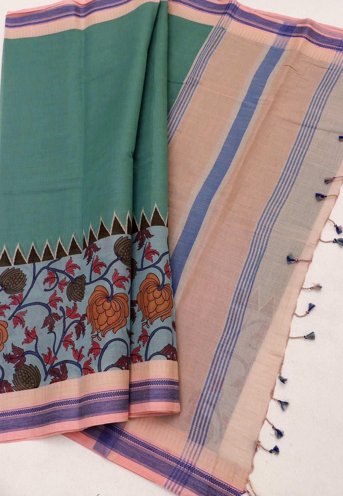 Digital Print Saree with Green Colour and Border With Pink Shade-(SA-603)