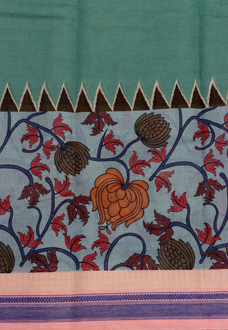 Digital Print Saree with Green Colour and Border With Pink Shade-(SA-603)