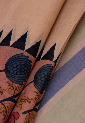 Digital Print Saree with Brown Colour and Border With Green Shade-(SA-604)