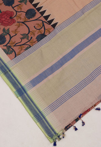Digital Print Saree with Brown Colour and Border With Green Shade-(SA-604)