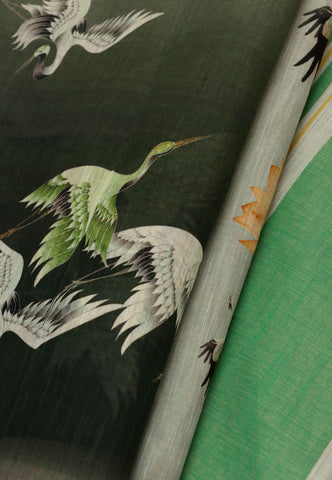 Digital Print Saree with Green Colour and Border With Green Shade-(SA-596)