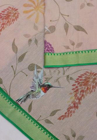 Khadi Digital Print Saree With Brown and Border with Green Shade - (SA-529)