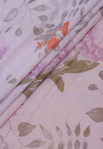 Khadi Digital Print Saree With Cream and Border with Yellow Shade - (SA-532)