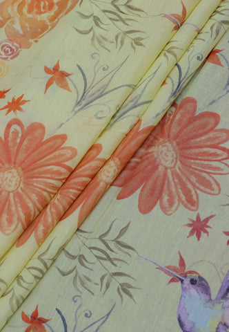 Khadi Digital Print Saree With Green and Border with Blue Shade - (SA-536)