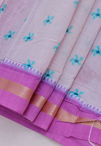 Khadi Digital Print Saree With Cream and Border with Pink Shade - (SA-542)