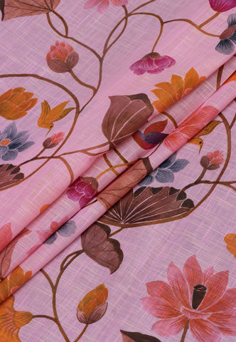 Khadi Digital Print Saree With Cream and Border with Blue Shade - (SA-544)