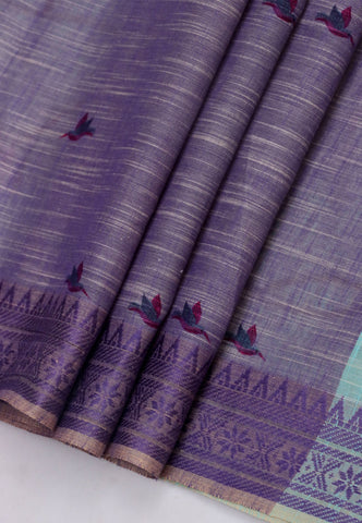 Khadi Digital Print Saree With Green and Border with Blue Shade - (SA-543)