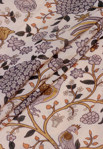 Khadi Digital Print Saree With Brown and Border with Gold Shade - (SA-547)