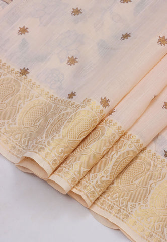 Khadi Digital Print Saree With Brown and Border with Gold Shade - (SA-547)