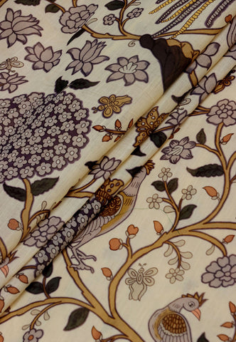 Khadi Digital Print Saree With Brown and Border with Gold Shade - (SA-546)