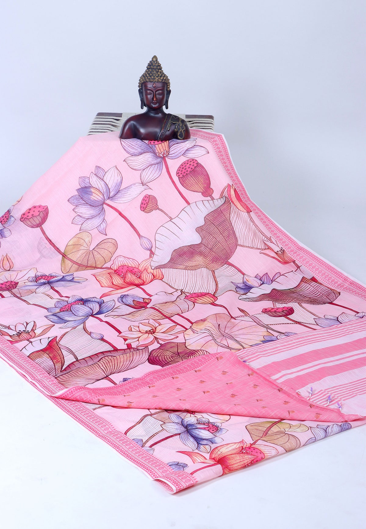 Digital Saree with Pink Colour and Border With Pink Shade-(SA-715)