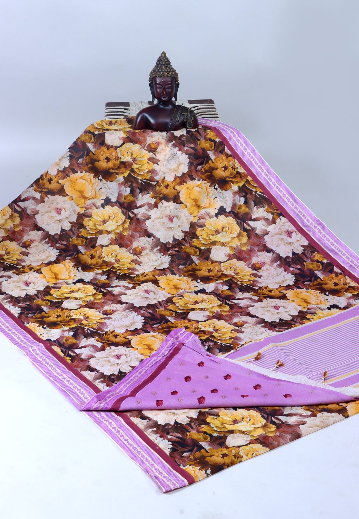 Digital Saree with Brown Colour and Border With Purple Shade-(SA-706)