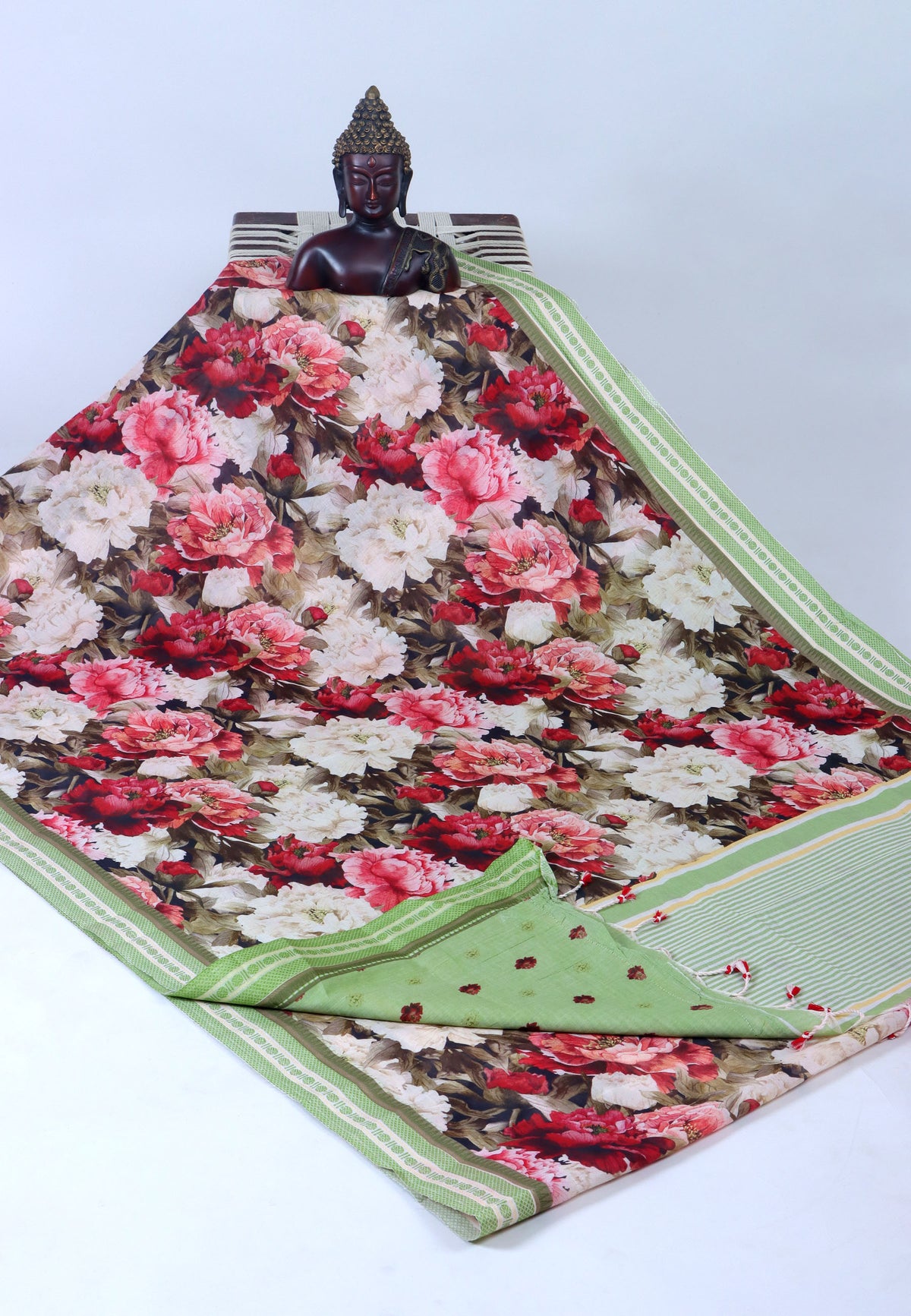 Digital Saree with Brown Colour and Border With Green Shade-(SA-707)