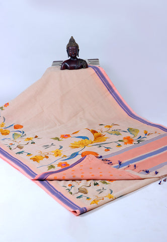 Digital Saree with Brown Colour and Border With Blue Shade-(SA-708)