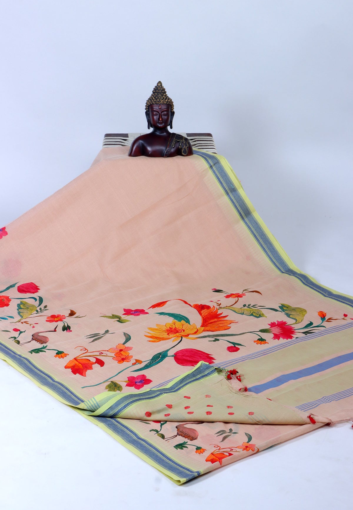 Digital Saree with Brown Colour and Border With Green Shade-(SA-709)