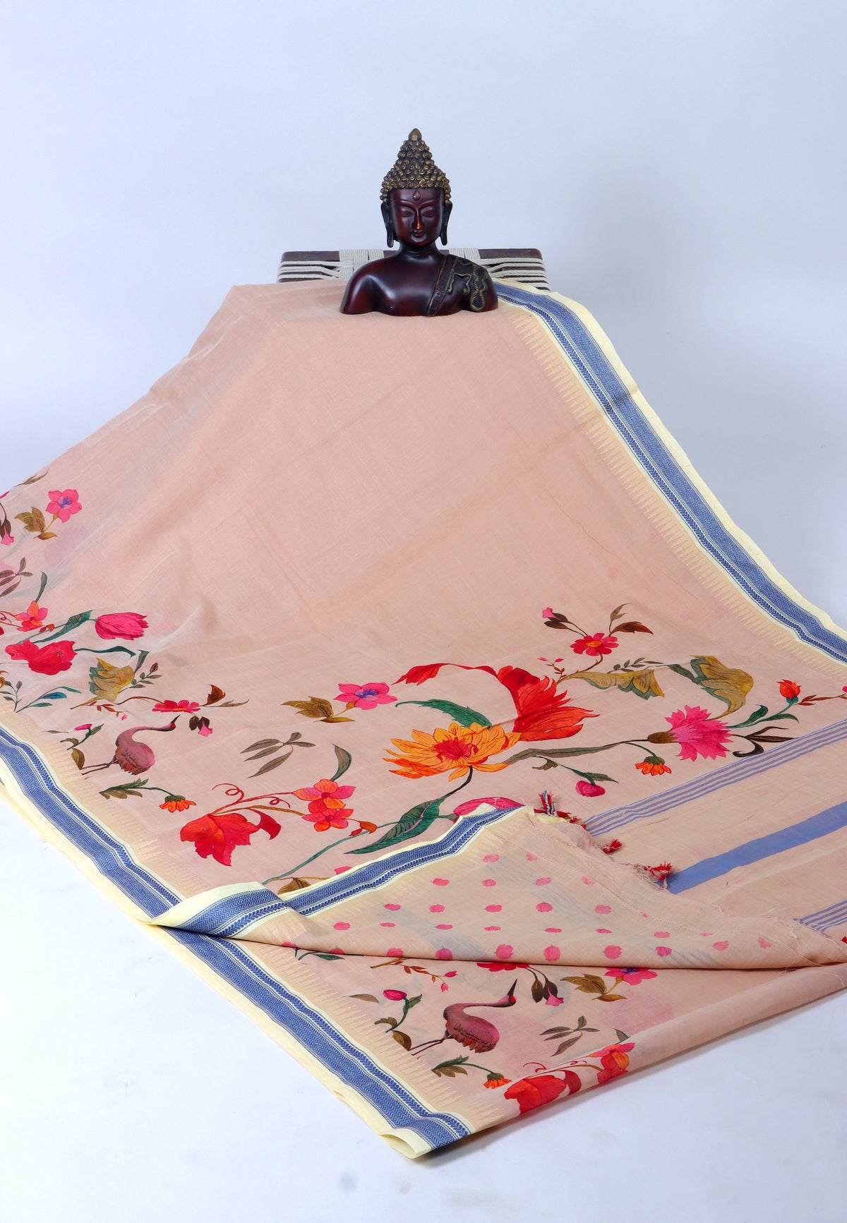 Digital Saree with Brown Colour and Border With Blue Shade-(SA-710)