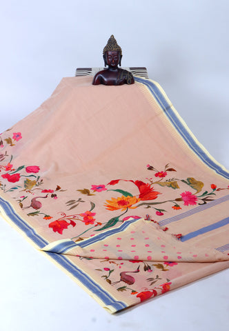 Digital Saree with Brown Colour and Border With Blue Shade-(SA-710)