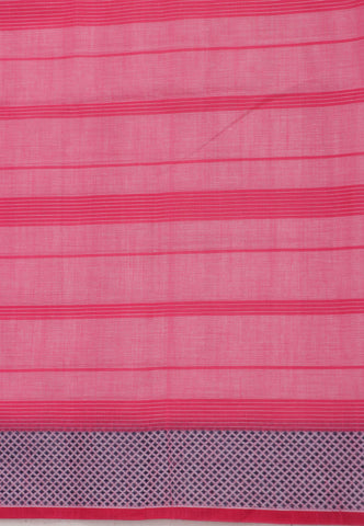 Kollam Stripes and Checks Khadi Saree With Pink Colour and Border with Pink Shade-(SA-562)
