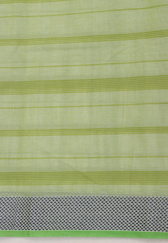 Kollam Stripes and Checks Khadi Saree With Green Colour and Border with Green Shade-(SA-563)